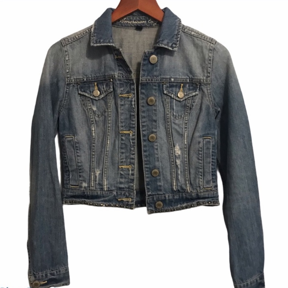 Little girls American Eagle Denim Jean Jacket. Boho. Grommet embellishments